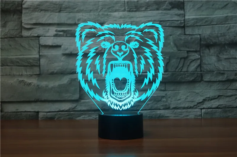 الدب 3d led مصباح بعيد مفتاح 7 ألوان الصمام نوم خزانة 3d البصرية ليلة الخفيفة ديكور المنزل الإبداعية هدية