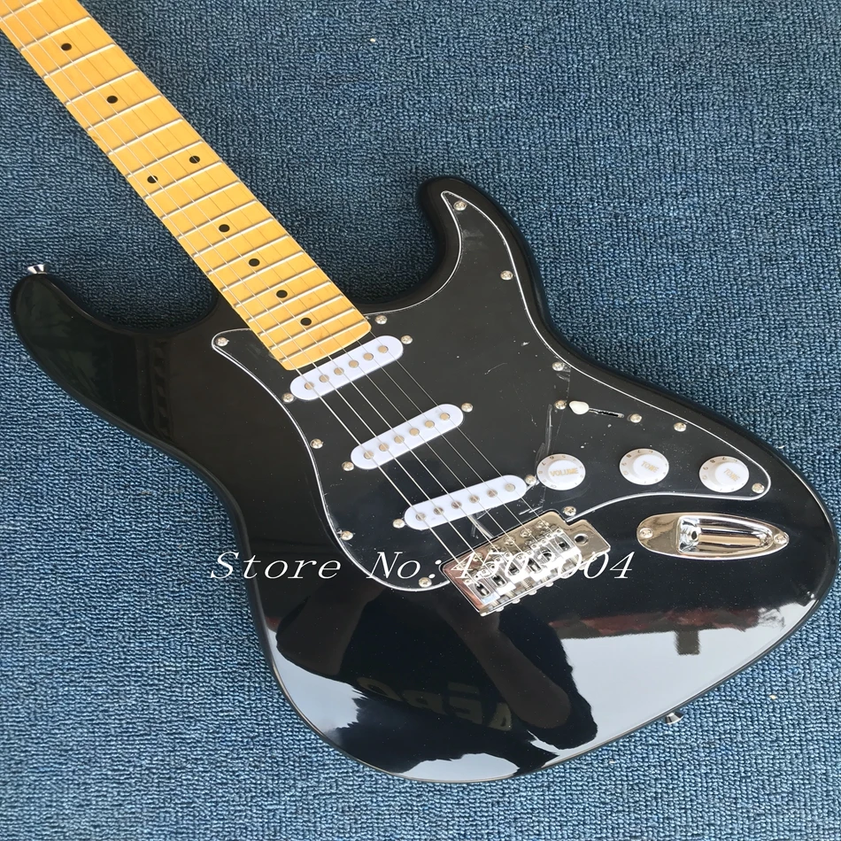 

In stock-New arrival F custom St electric guitar,Black ST guitar,Free shipping