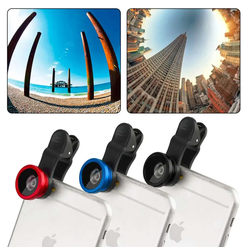 

Wholesales Clip 3 In 1 Mobile Phone Lens for iPhone X 8 7 6 Plus for Huawei HD Fish Eye Camera Macro Wide Angle phone lens