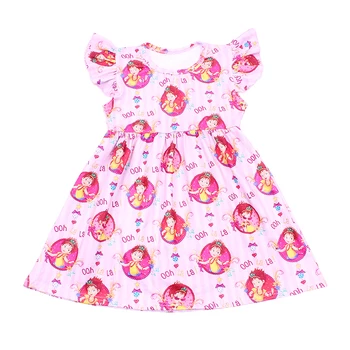 

Newest Prints Arrival Kids Clothings Fancy Nancy Pattern Kids Smock Dress Waist Slim Girls Summer Skirt Characters Print Dress
