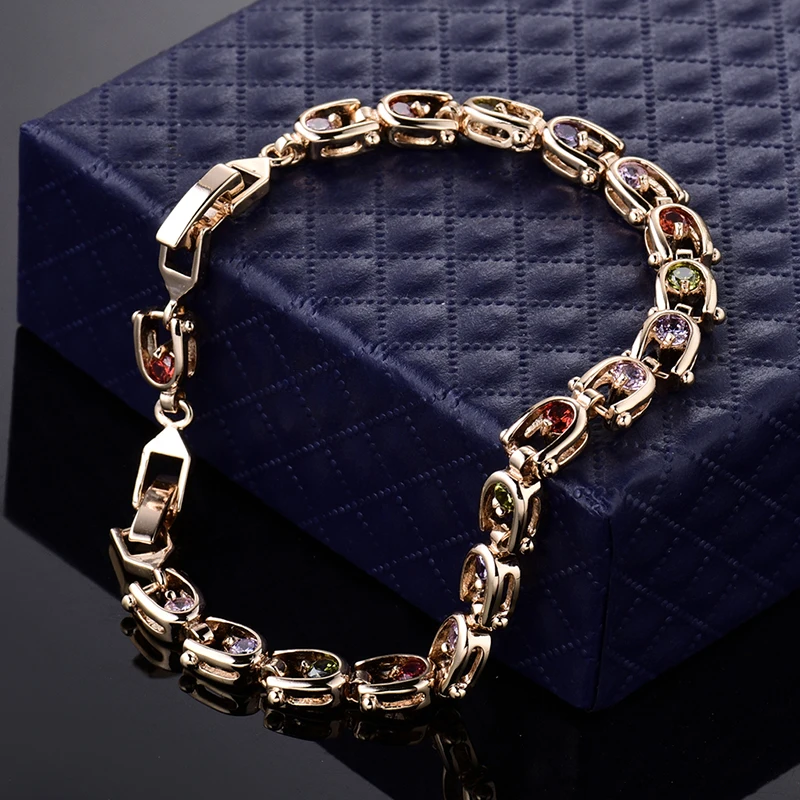 Женский браслет с кристаллами GULICX 7 дюймов золотой цирконом L030|bracelts for women|zircon