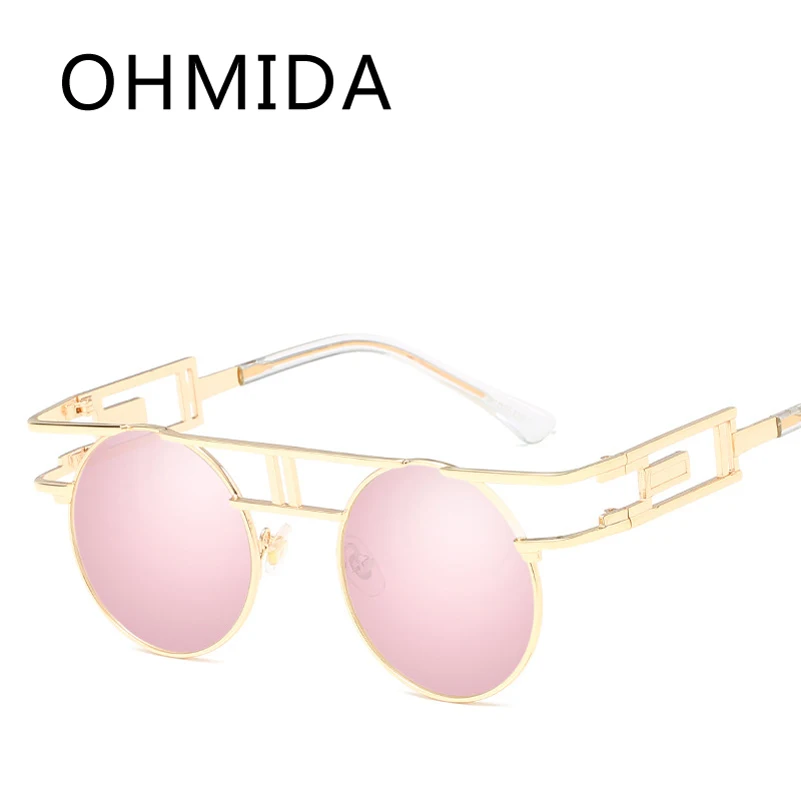 OHMIDA Модные металлические солнцезащитные очки стимпанк винтажные женские UV400