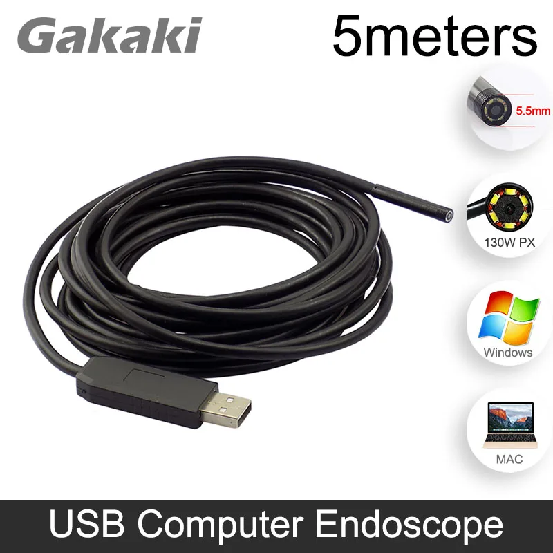 

Gakaki 5.5mm Lens USB Endoscope Camera 5M 6LED IP67 Waterproof Snake Car USB Inspection Endoscopio Kamera With Side Mirror