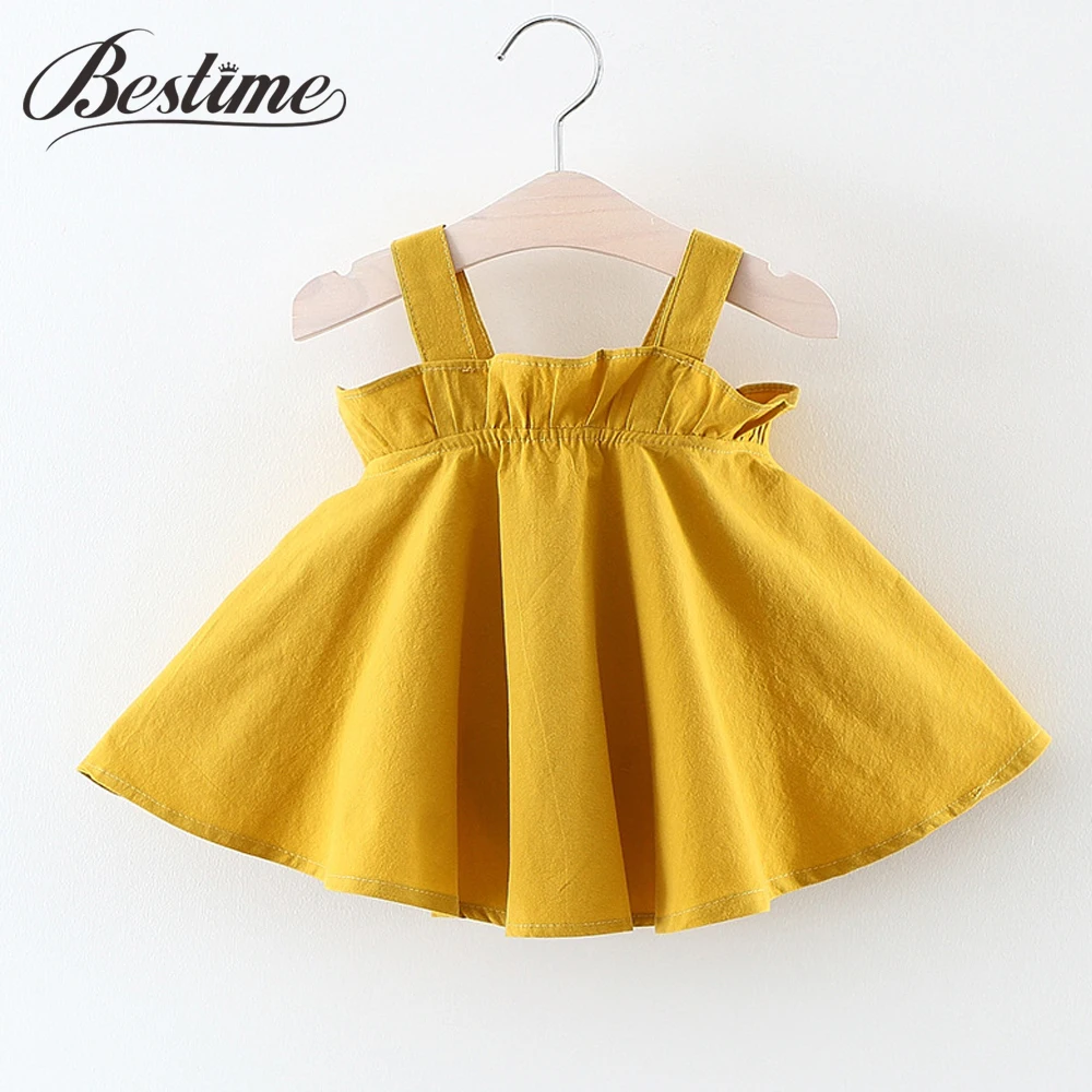 Bestime 0 3years Toddler Dress Kids Clothes Summer 2017 Solid Color