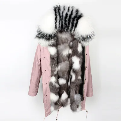 OFTBUY, водонепроницаемая длинная парка, зимняя куртка для женщин, пальто из натурального меха енота, меховой воротник, подкладка из лисьего меха, одежда в Корейском стиле - Цвет: 17