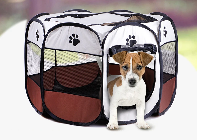 Portable Folding Pet Tent Breathable Dog Cat House Cage Playpen Puppy Kennel Easy Operation Octagonal Fence Outdoor Supplies (1)
