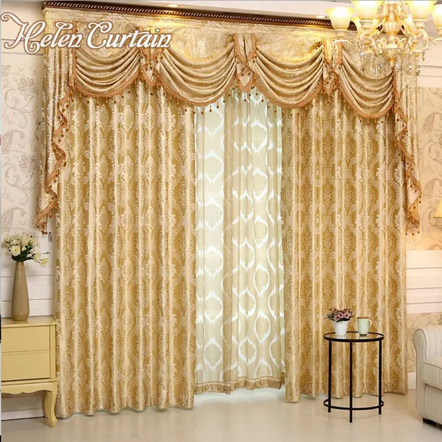 helen curtain luxury europe style curtains with valance jacquard