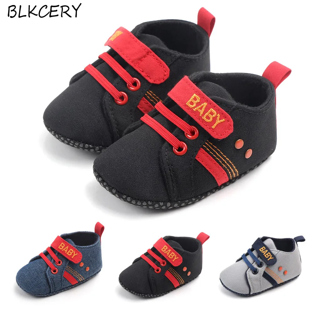 Фото Brand Fashion Baby Canvas Sneakers for Boy Shoes Infant Crib Soft Sole Newborn Footwear Toddler Hook-Loop Tenis 1 Year | Мать и ребенок