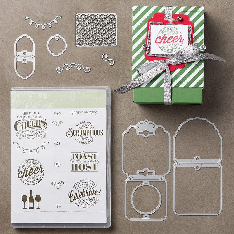 

2019 New Arrival CH Here's To Cheers Clear-Mount Bundle Cutting Dies and stamp For Scrapbooking Practice Hands-on DIY Album Card