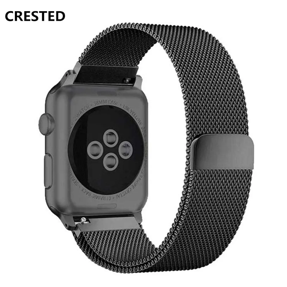 

CRESTED Milanese Loop For Apple Watch Band Strap 42mm/38 iwatch Series 4/3/2/1 316 Stainless Steel Belt Wrist bands Bracelet
