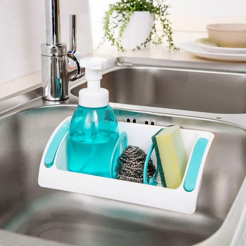 

Kitchen Sink Rack Holder Drainer Suction Bathroom Shelf Soap Storage Tool,Blue