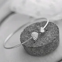 Jewelry with rhinestone heart-shaped Bracelets double-female love crystal bracelet Cuff Bracelet Simple Style