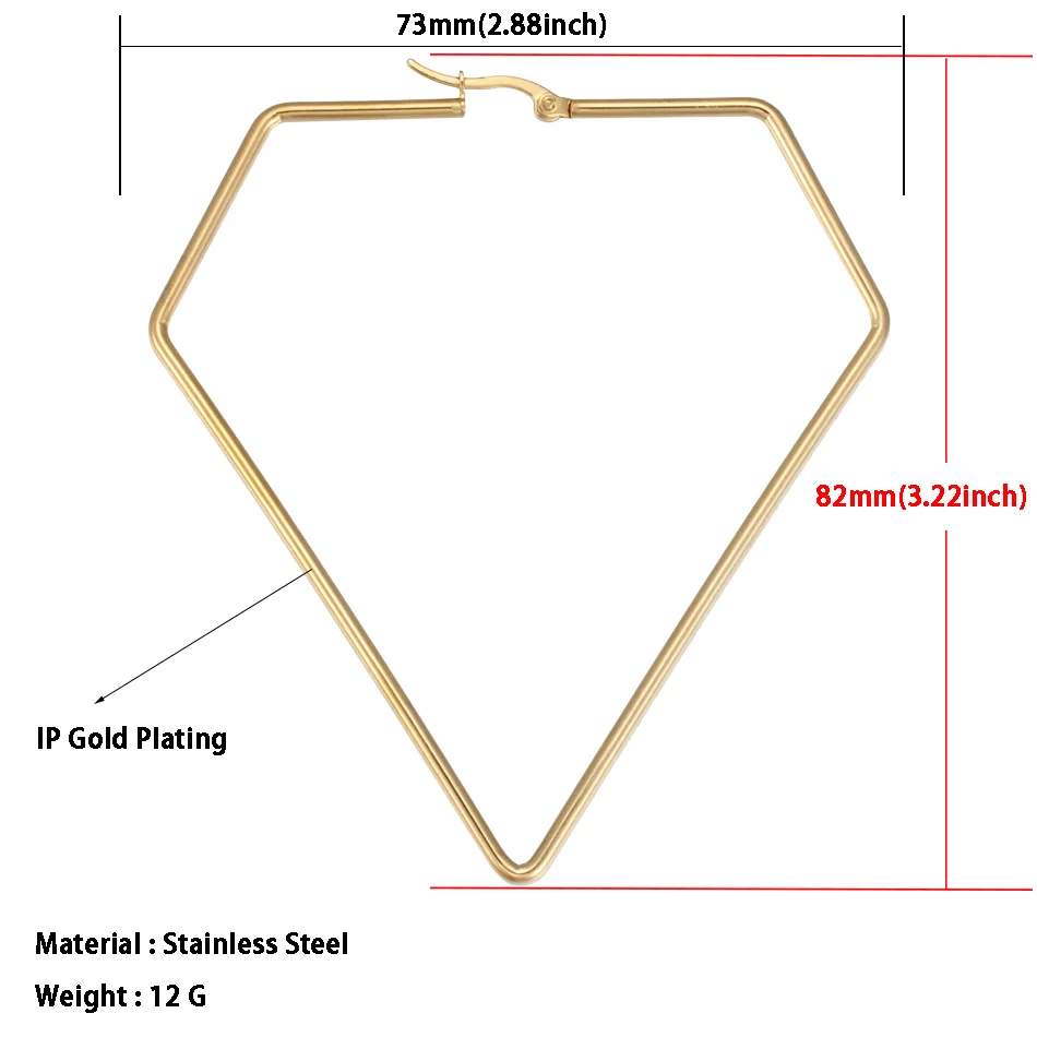 Модные большие серьги-кольца из нержавеющей стали массивные золотые большие геометрические серьги для женщин женские модные ювелирные изделия - Окраска металла: 1792 Gold 73mm