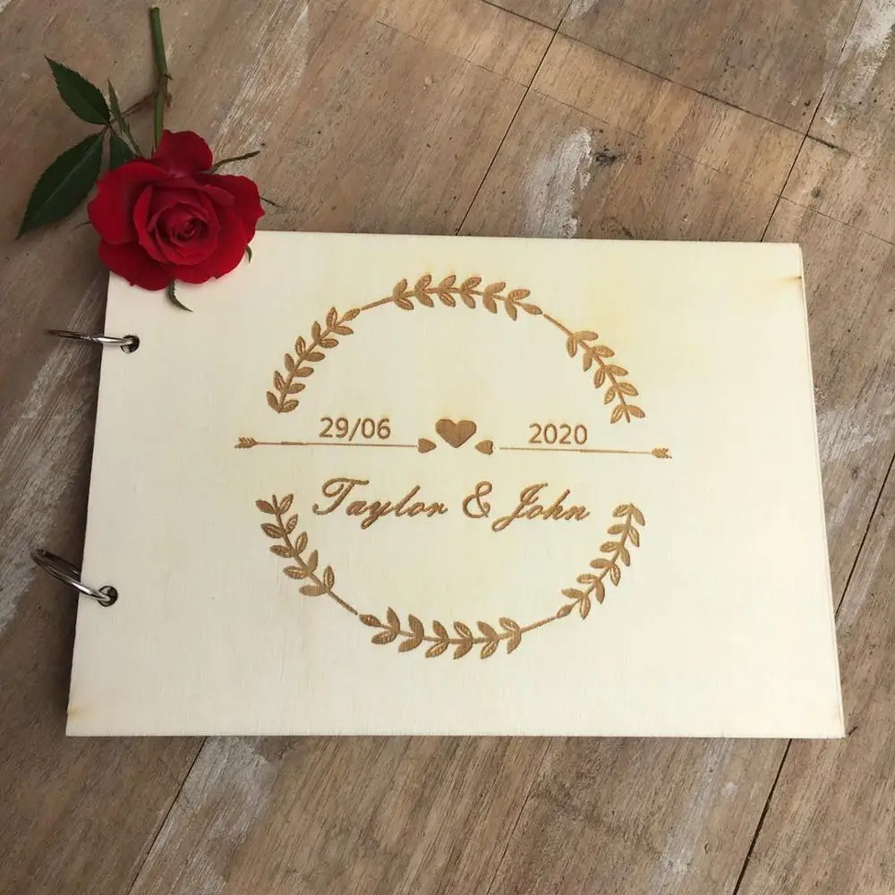Review  Personalised Wreath Wedding Guest Book - Gift for Couples - Rustic Guest Book - Bridal Shower Gift 