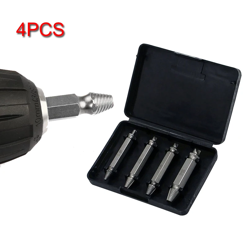4pcs Carpenters Screw&Bolt Extractor Guide Drill Removal Broken Bolts Easy Out Double Side Bolt