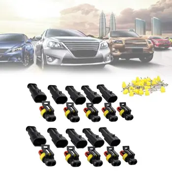 

10pcs/set Waterproof Dustproof 2-Pin Way Sealed Waterproof Electrical Wire Connector Plug Car Auto Accessories