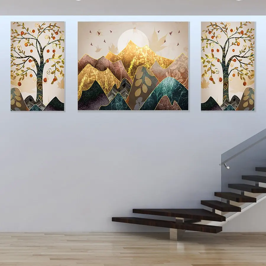Fruit Tree And Sunset Abstract Painting HD Print Canvas Paintings Wall Artwork Prints Picture Home Decor for Living Room | Дом и сад