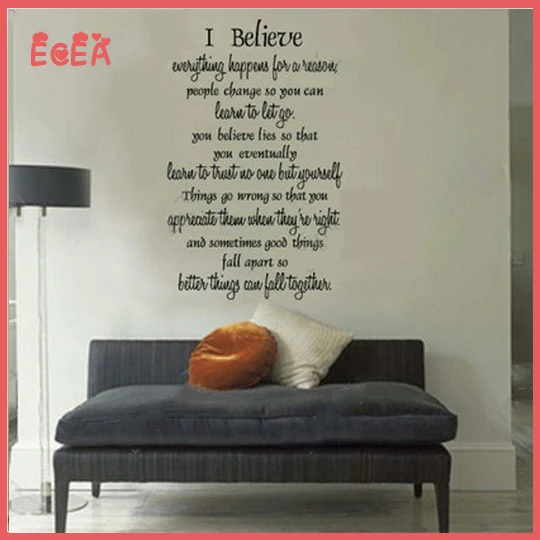 Living Room Sayings i believe inspirational wall decals quotes creative home Living Room Sayings i believe inspirational wall decals quotes creative home