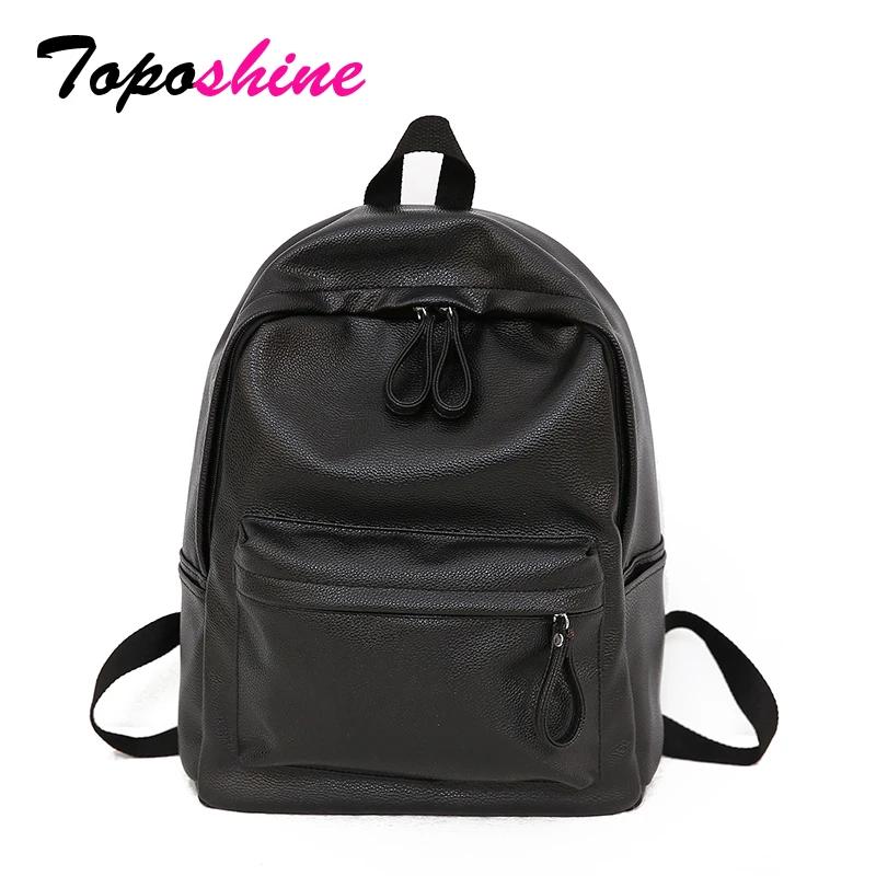 

Toposhine Simple Korean Style Teen Girl School Backpack Soft Lychee Pattern PU Leather Women Backpack Preppy Travel Shoulder Bag
