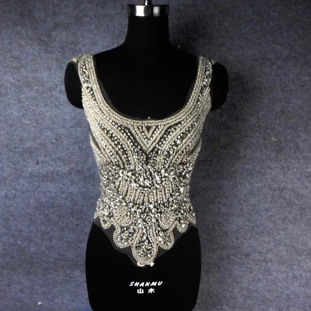 

Набор из 3 предметов для свадебного платья с серебряной сеткой и бусинами, Стразы ручной работы