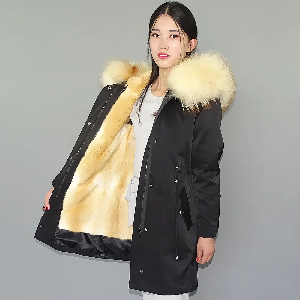

Piecon fur jacket girl Real fur Raccoon hat collar Golden Muskrat Gallbladder 53