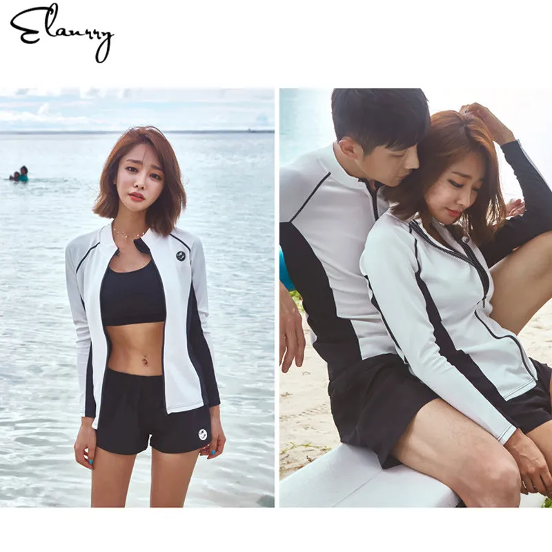 2019 موهير النساء تصفح الدعاوى 5 قطع طويلة الأكمام مثير الرياضة Rashguards الشاطئ ارتداء دفع ما يصل السيدات لباس سباحة داخلية