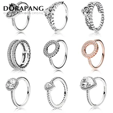Dorapang 100% ANILLO DE PLATA 925 moda popular Amuletos anillo de bodas para las mujeres amantes en forma de corazón redondo Anillos DIY joyería