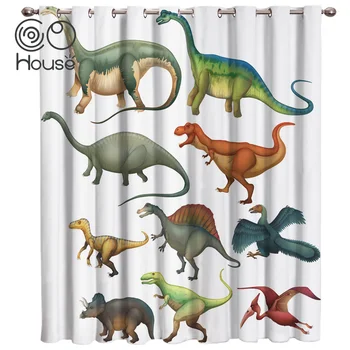 

COCOHouse Different Types Of Dinosaurs Room Curtains Large Window Living Room Bathroom Decor Bedroom Drapes Fabric Kids