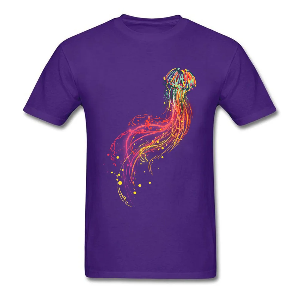 Neon Jellyfish Prevalent Mens Top T-shirts Round Neck Short Sleeve Pure Cotton T Shirt Printed T-shirts Free Shipping Neon Jellyfish purple