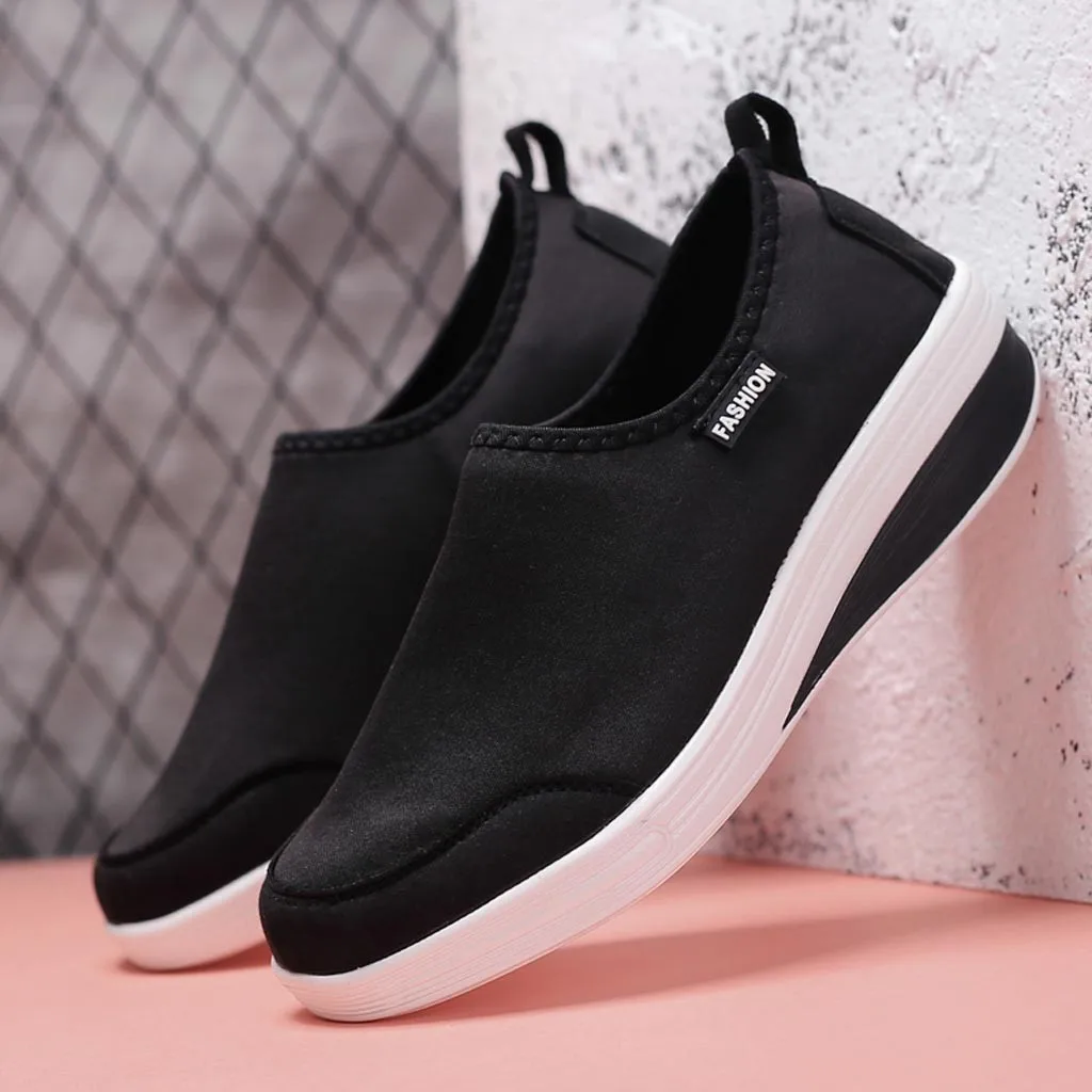

SAGACE New Women Flat Shoes Solid Fabric Shoes Spring Flats Lace-Up Breathable Casual Sock Shoes Female Drop Shipping 95147