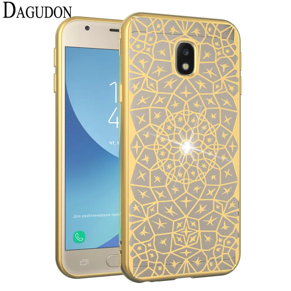 DAGUDON Silicone Case For Samsung Galaxy J3 2017 J330F Luxury Bling Diamond soft Plating TPU Cover bags |