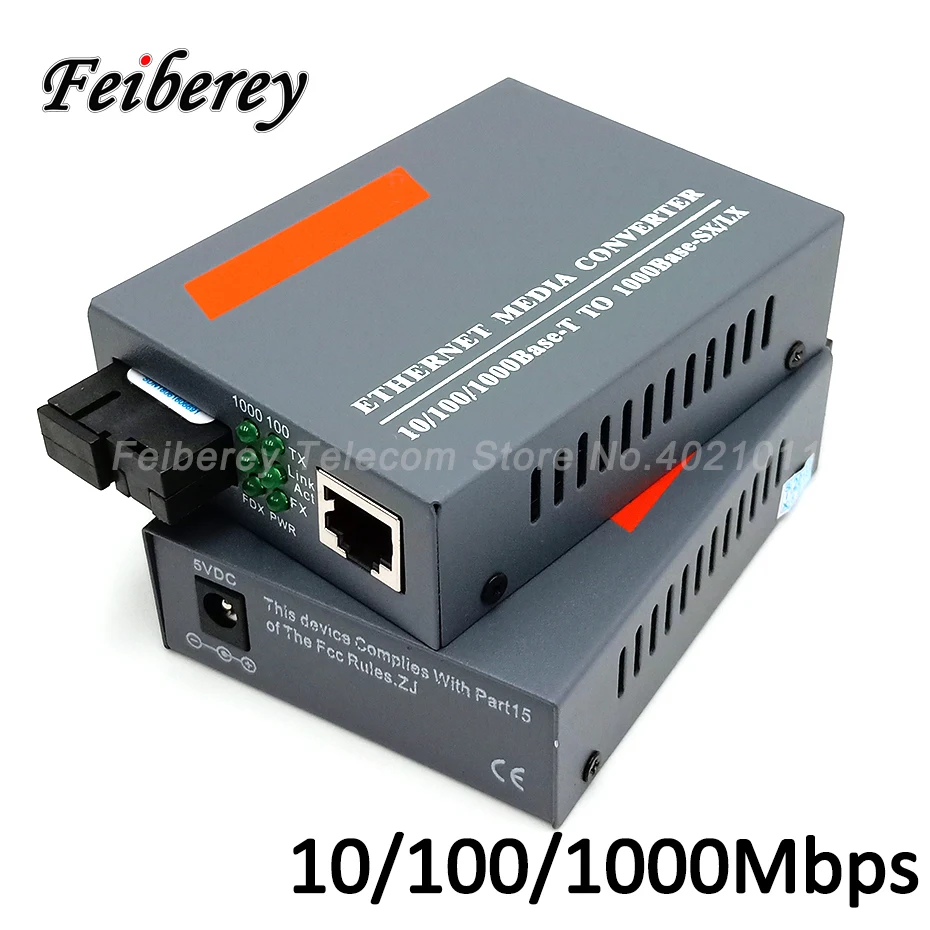 HTB-GS-03 A/B волоконно-оптический медиаконвертер Gigabit Ethernet 1000 Мбит/с один режим SM один волоконный SC 20 км приемопередатчик 1 пара