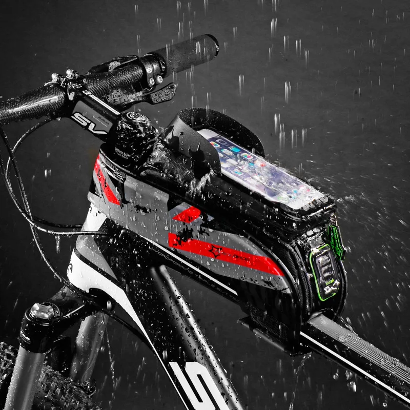 Discount ROCKBROS Rainproof Bicycle Bags Touch Screen Bicycle Top Front Tube Frame Bags MTB Road Bike Bags For iPhone xiaomi Phone Case 9