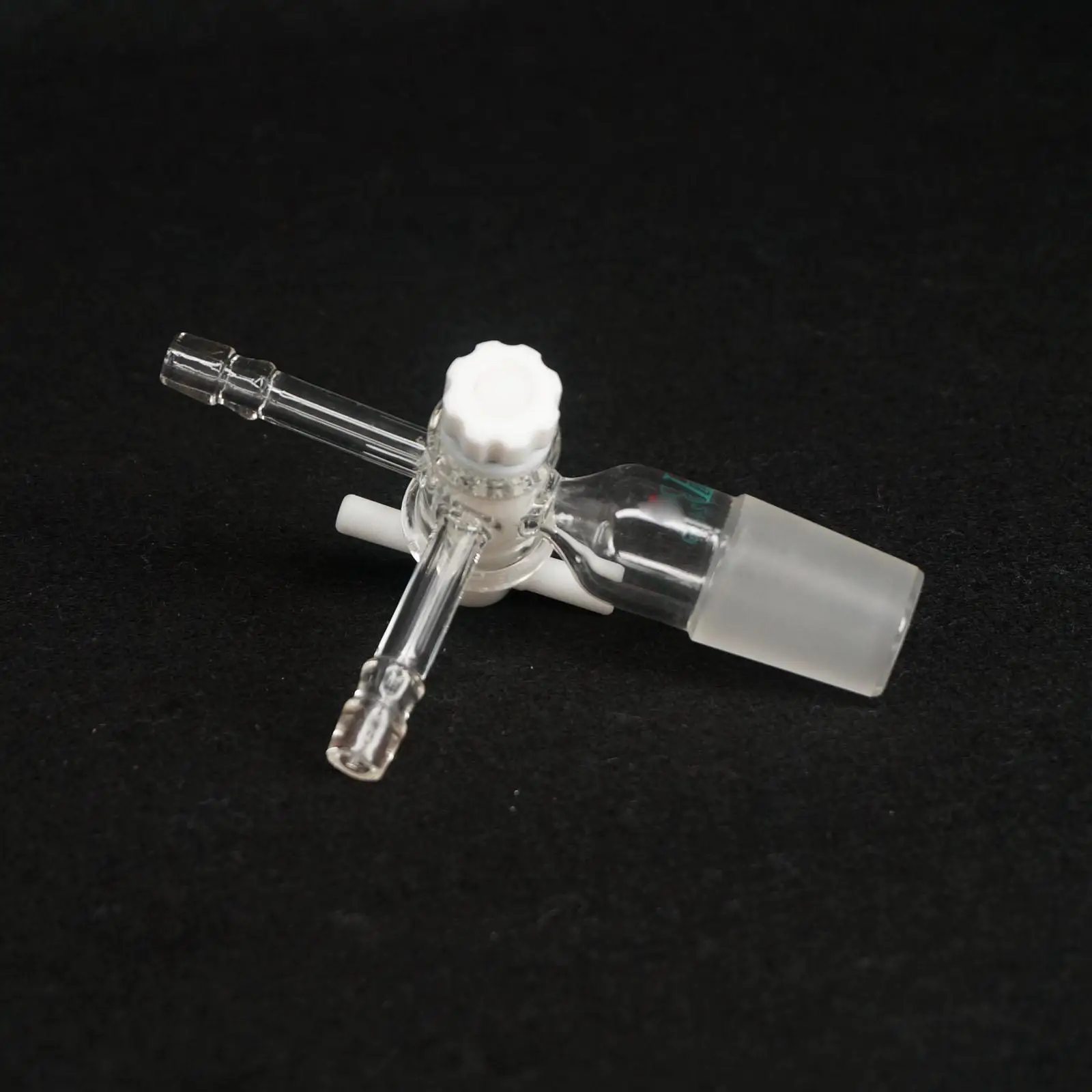 

24/29 Joint T Type Glass Adapter Three-Way PTFE Stopcock 125mm Length Lab Ware