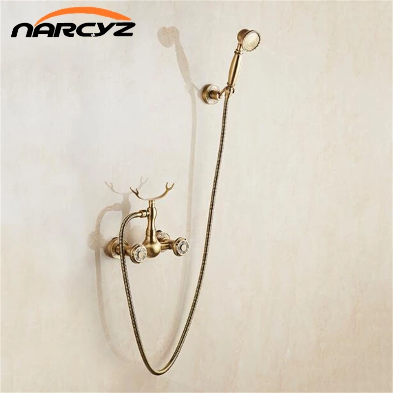 Bathtub Faucets Wall mounted Antique Copper Shower Faucets For the Bath