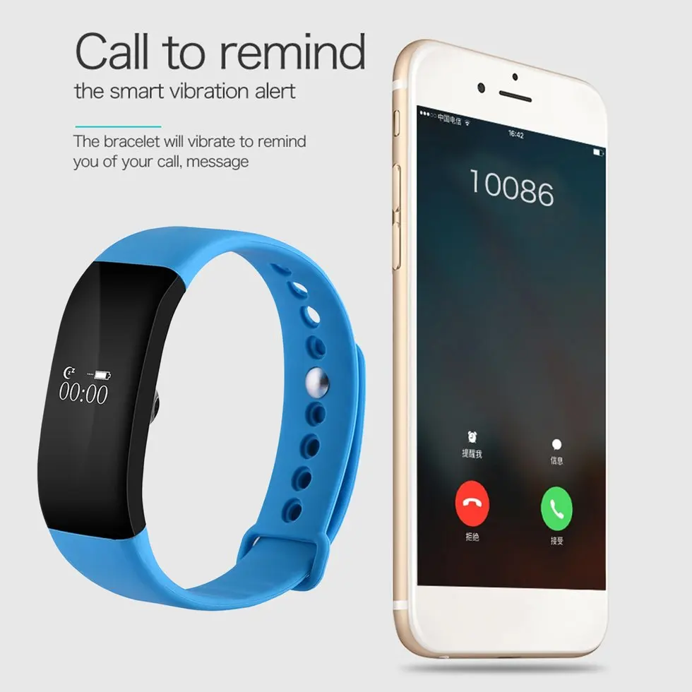 

5pcs Bluetooth Waterproof Heart Rate Smart Bracelet Watch V66 Message Call Reminder