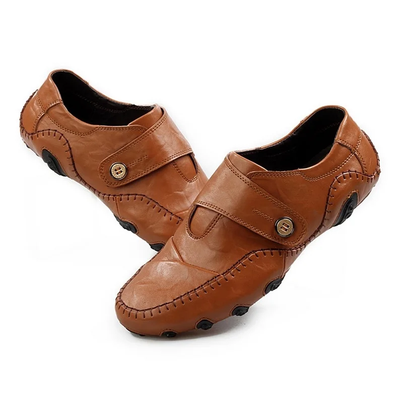 Мужская повседневная обувь из натуральной кожи; сезон осень; рабочие мужские модные водонепроницаемые мокасины на плоской подошве; Всесезонные туфли; A283