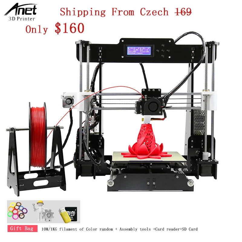 

High Precision than Reprap i3 Anet A8 3d Printer Kit Optional Auto Leveling Version 1.75MM ABS PLA Filament 3d Printer For Sale