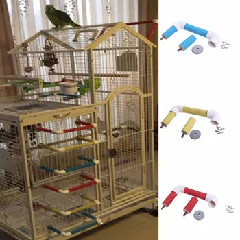 

Pet Bird Parrot Cage Perch Stand Platform Paw Grinding Chew Bite Playing Toys Red/Yellow/Blue C42