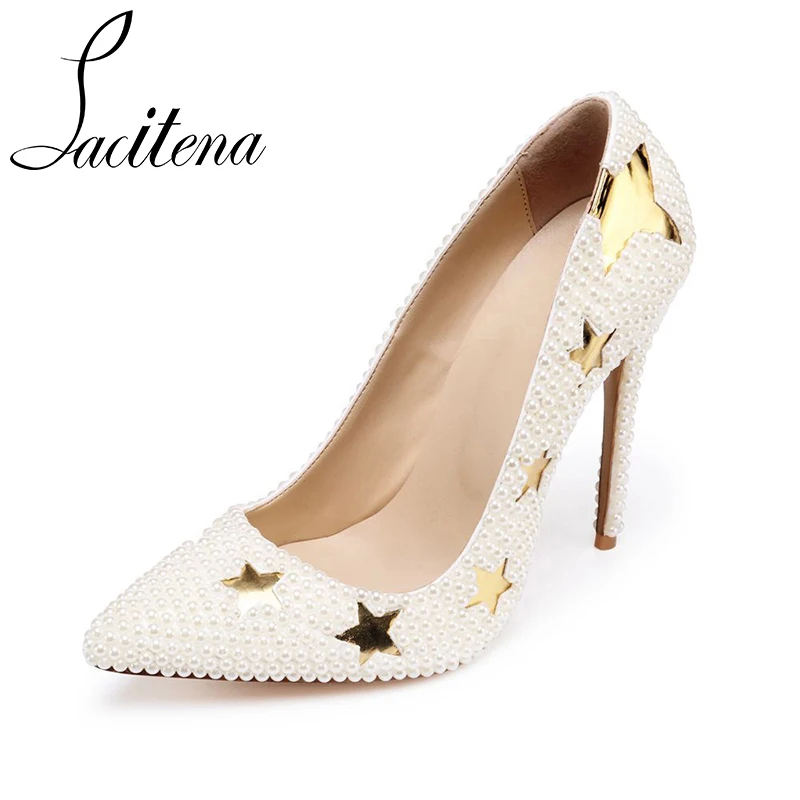 Star 10 Parti Perles Chaussures Talons Femmes Hauts Haute À Cm La FFqg84x
