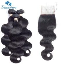 Sapphire Body Wave font b Human b font font b Hair b font Bundles With Closure