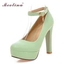 Meotina High Heels Shoes Women Platform Pumps Ankle Strap Sexy Bridal Wedding Shoes Extreme High Heels Purple Green White 34-39
