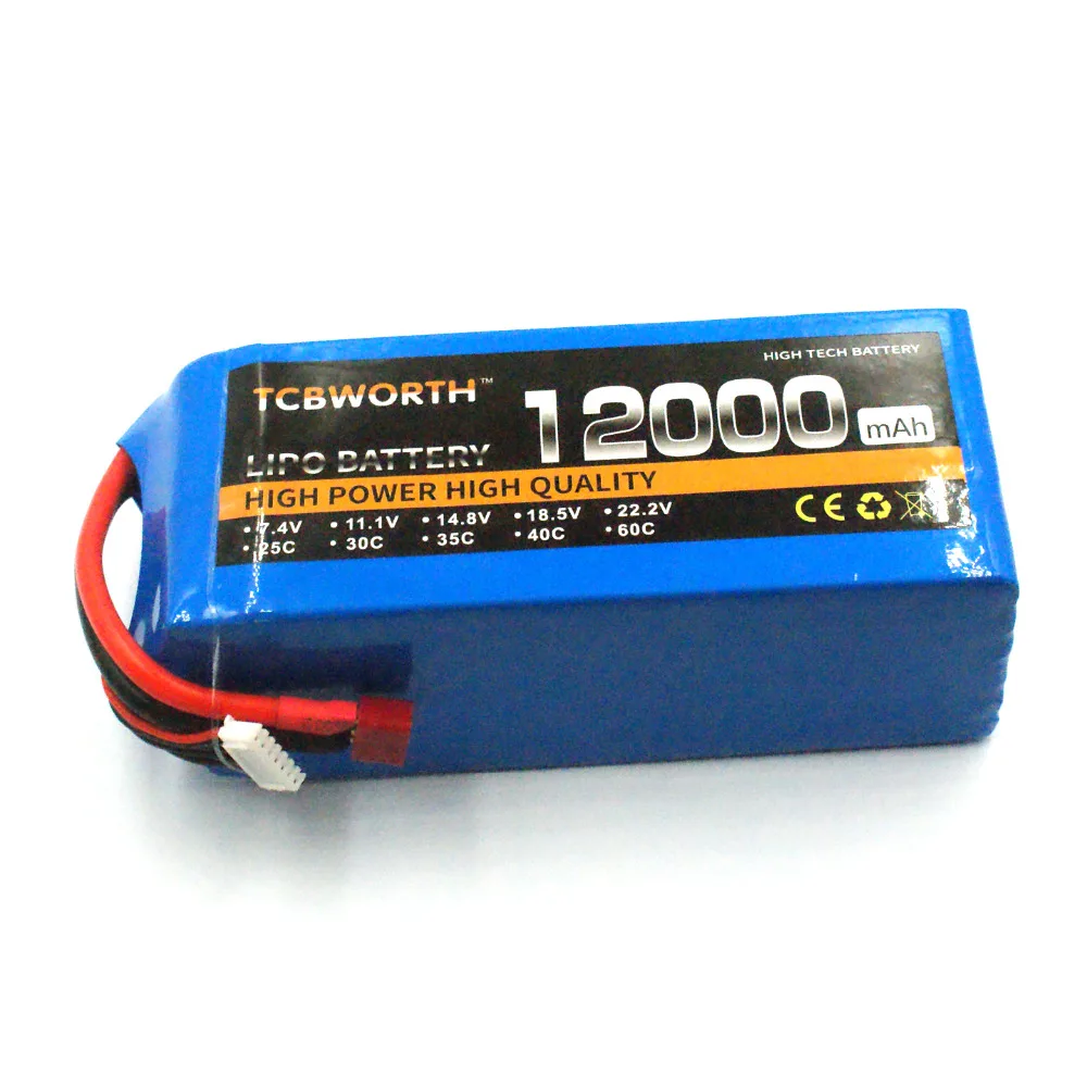 RC LiPo батарея 6S 22,2 V 12000mAh 25C для RC вертолета квадрокоптера автомобиля самолет, танк модели игрушек 6S RC батареи LiPo TCBWORTH