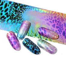 16 шт. голографическая Леопардовый принт Стикеры для пленка для ногтей ползунки ногти наклейки Звездное Бумага украшения ваших ноготков, советы дизайн JI940