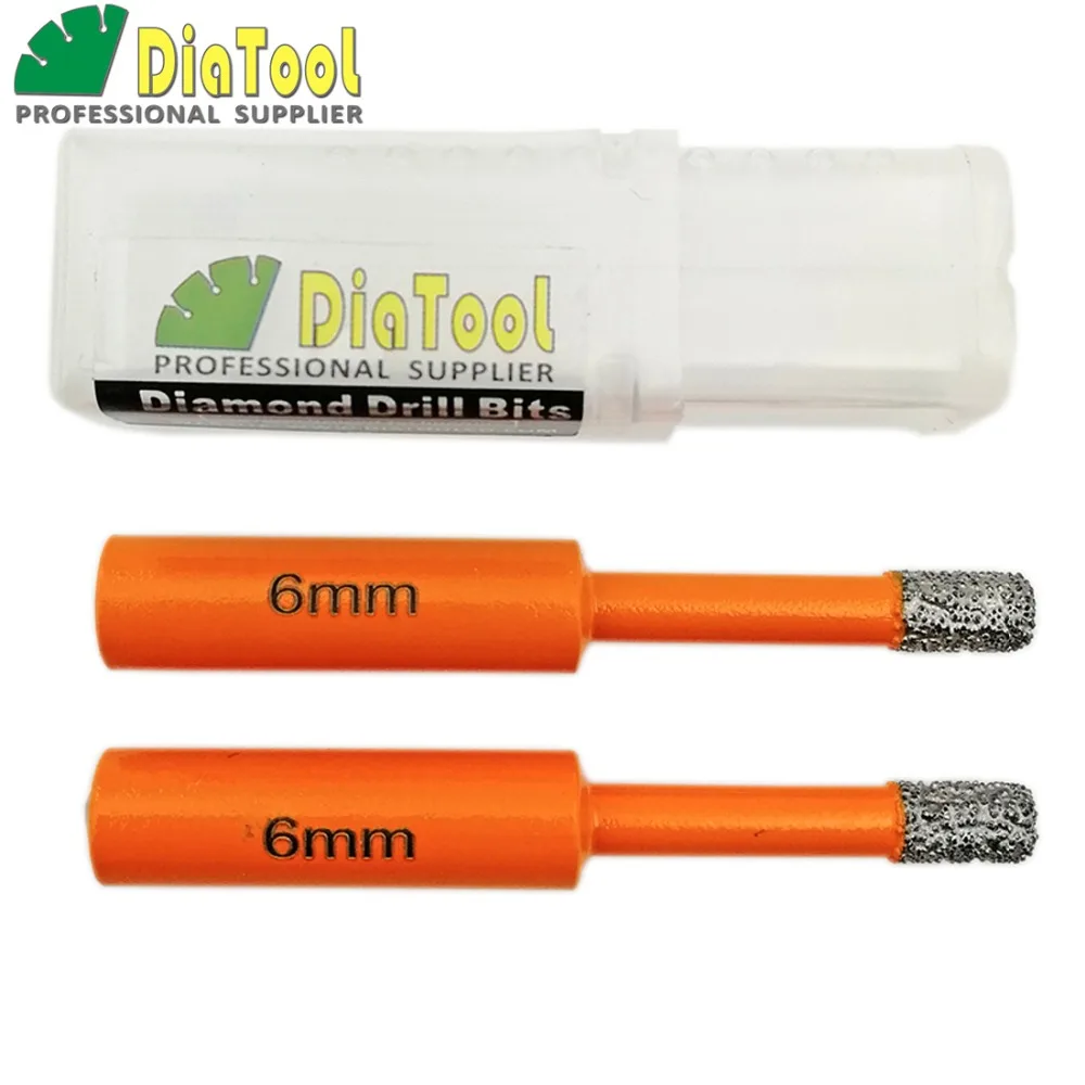 2pcs 6mm Vacuum brazed diamond core bits with round shank, dry drilling bits, professional quality