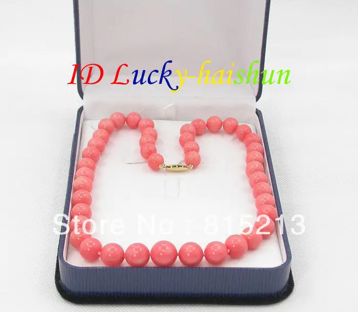 

ddh0011 GRADUATED 100% NATURAL 14MM PINK CORAL NECKLACE 14K GOLD CLASP