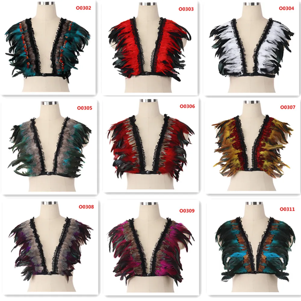 

Colors Varied Wings Epaulet Bondage Shoulder Burning Festival Body Harness Dance Orgy Featherband Goth Costume