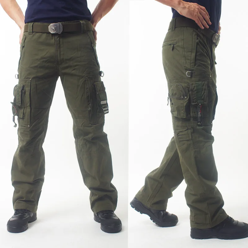 Men Cargo Pants Overalls Multi Pockets Military Tactical Pants Tooling Combat Style Plus Size Trouser Loose Commando Casual Pants (3)