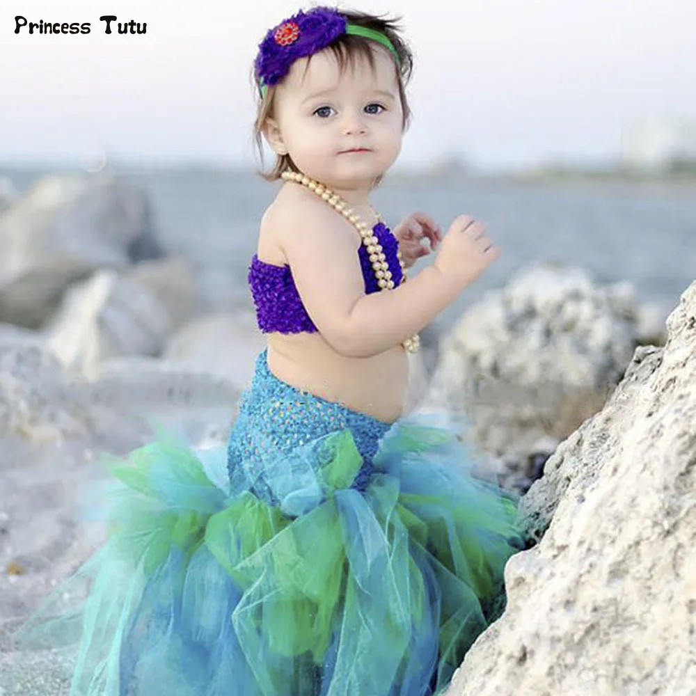 Handmade Party Girls Tutu Dress Kids Halloween Cosplay Mermaid Ariel Tulle Dress With Top Baby Girl Ball Gown Princess Costume Handmade Party Girls Tutu Dress Kids Halloween Cosplay Mermaid Ariel Tulle Dress With Top Baby Girl Ball Gown Princess Costume