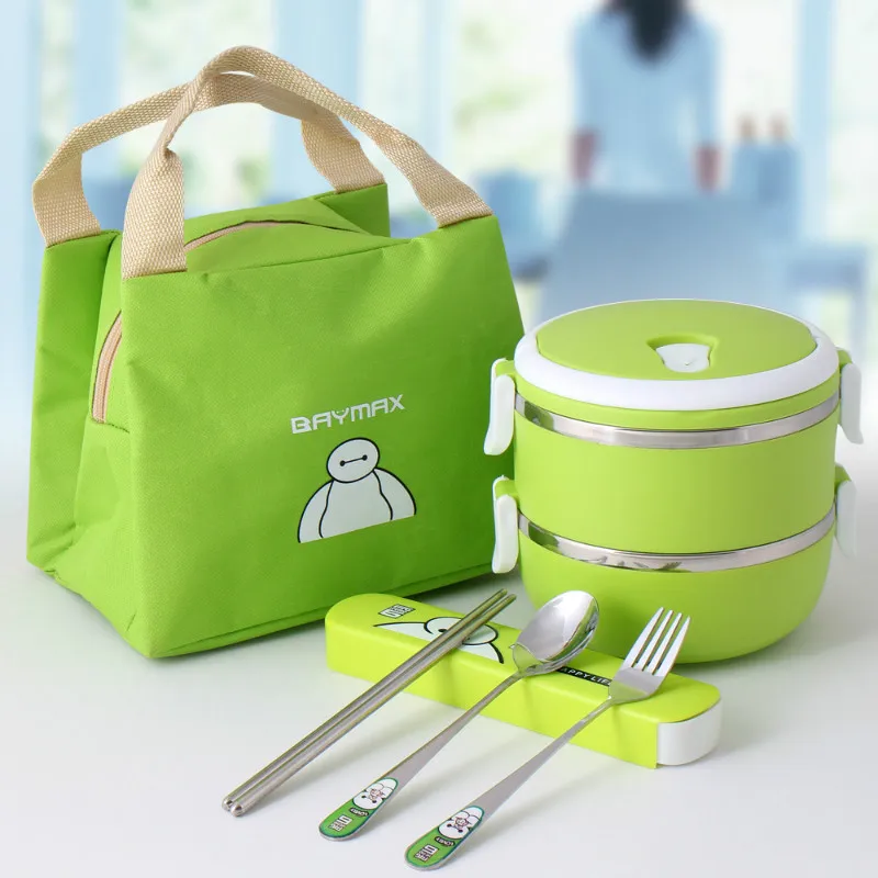 Two layers style insulation bucket lunch box stainless steel insulation double layer capacity lunch box
